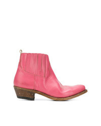 Ярко-розовые кожаные ботинки челси