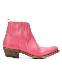 Женские ярко-розовые кожаные ботинки челси от Golden Goose Deluxe Brand