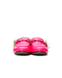 Мужские ярко-розовые кожаные лоферы от Gucci