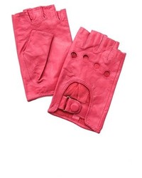 Ярко-розовые кожаные перчатки