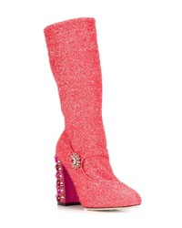 Ярко-розовые кожаные полусапоги от Dolce & Gabbana