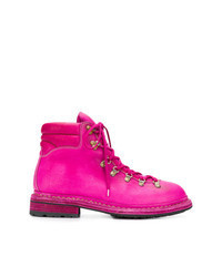 Ярко-розовые кожаные рабочие ботинки