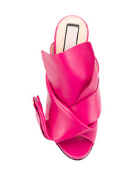 Ярко-розовые кожаные сабо от N°21