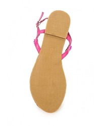 Ярко-розовые кожаные сандалии на плоской подошве от Malien