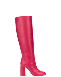 Ярко-розовые кожаные сапоги от RED Valentino
