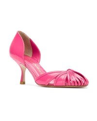 Ярко-розовые кожаные туфли с вырезом от Sarah Chofakian