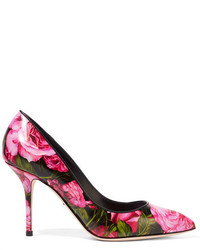 Ярко-розовые кожаные туфли с принтом от Dolce & Gabbana