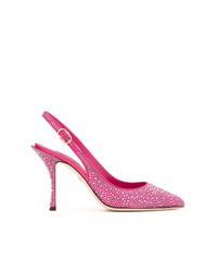 Ярко-розовые кожаные туфли с украшением от Dolce & Gabbana