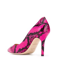 Ярко-розовые кожаные туфли со змеиным рисунком от Emilio Pucci