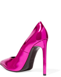 Ярко-розовые кожаные туфли от Saint Laurent