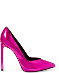 Ярко-розовые кожаные туфли от Saint Laurent