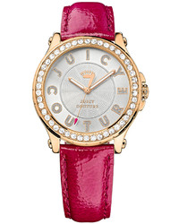 Ярко-розовые кожаные часы