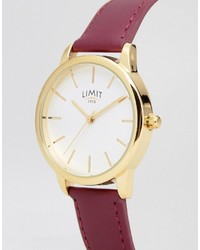 Мужские ярко-розовые кожаные часы от Limit