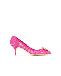Ярко-розовые кружевные туфли