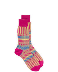 Ярко-розовые носки с принтом