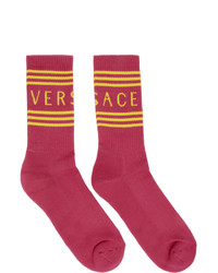 Мужские ярко-розовые носки с принтом от Versace