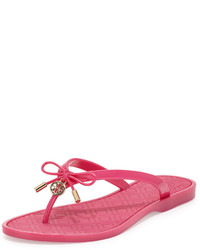 Ярко-розовые резиновые сандалии на плоской подошве