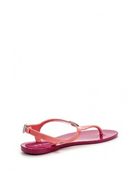 Ярко-розовые резиновые сандалии на плоской подошве от Armani Jeans