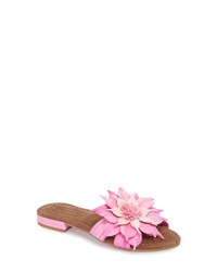 Ярко-розовые сандалии на плоской подошве из плотной ткани