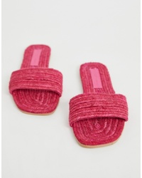 Ярко-розовые сандалии на плоской подошве из плотной ткани от ASOS DESIGN