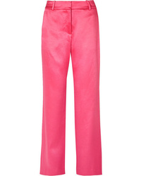 Ярко-розовые сатиновые классические брюки