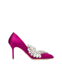 Ярко-розовые сатиновые туфли с украшением от Paula Cademartori