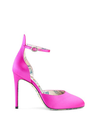 Ярко-розовые сатиновые туфли от Gucci