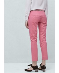 Ярко-розовые узкие брюки от Mango