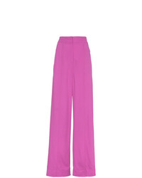 Ярко-розовые шелковые широкие брюки от Roksanda