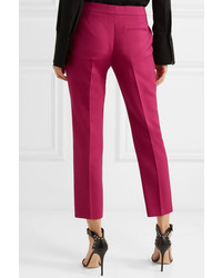 Женские ярко-розовые шерстяные классические брюки от Alexander McQueen