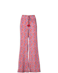 Ярко-розовые широкие брюки с принтом от Figue