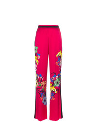 Ярко-розовые широкие брюки с цветочным принтом от Etro