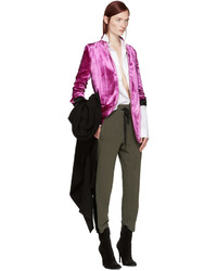 Женский ярко-розовый бархатный пиджак от Haider Ackermann