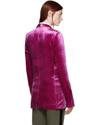 Женский ярко-розовый бархатный пиджак от Haider Ackermann