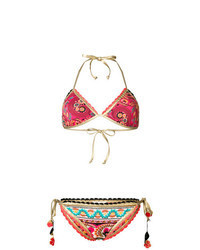 Ярко-розовый бикини-топ с вышивкой