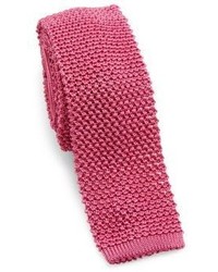 Ярко-розовый вязаный галстук