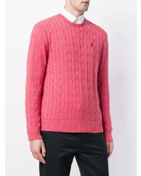 Мужской ярко-розовый вязаный свитер от Polo Ralph Lauren