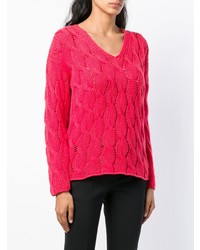 Женский ярко-розовый вязаный свитер от Lamberto Losani