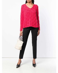 Женский ярко-розовый вязаный свитер от Lamberto Losani