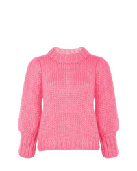 Женский ярко-розовый вязаный свитер от Ganni