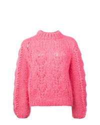 Женский ярко-розовый вязаный свитер от Ganni