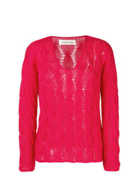 Женский ярко-розовый вязаный свитер от Lamberto Losani