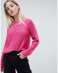 Женский ярко-розовый вязаный свитер от Noisy May