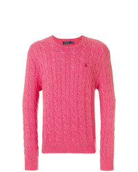 Мужской ярко-розовый вязаный свитер от Polo Ralph Lauren