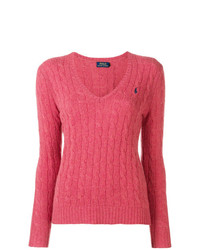 Женский ярко-розовый вязаный свитер от Polo Ralph Lauren