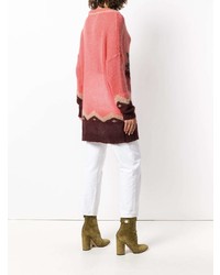 Ярко-розовый вязаный свободный свитер от Twin-Set