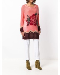 Ярко-розовый вязаный свободный свитер от Twin-Set