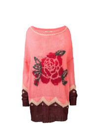Ярко-розовый вязаный свободный свитер от Twin-Set
