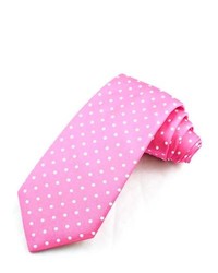 Ярко-розовый галстук в горошек