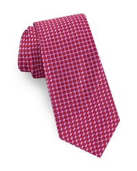 Ярко-розовый галстук с геометрическим рисунком